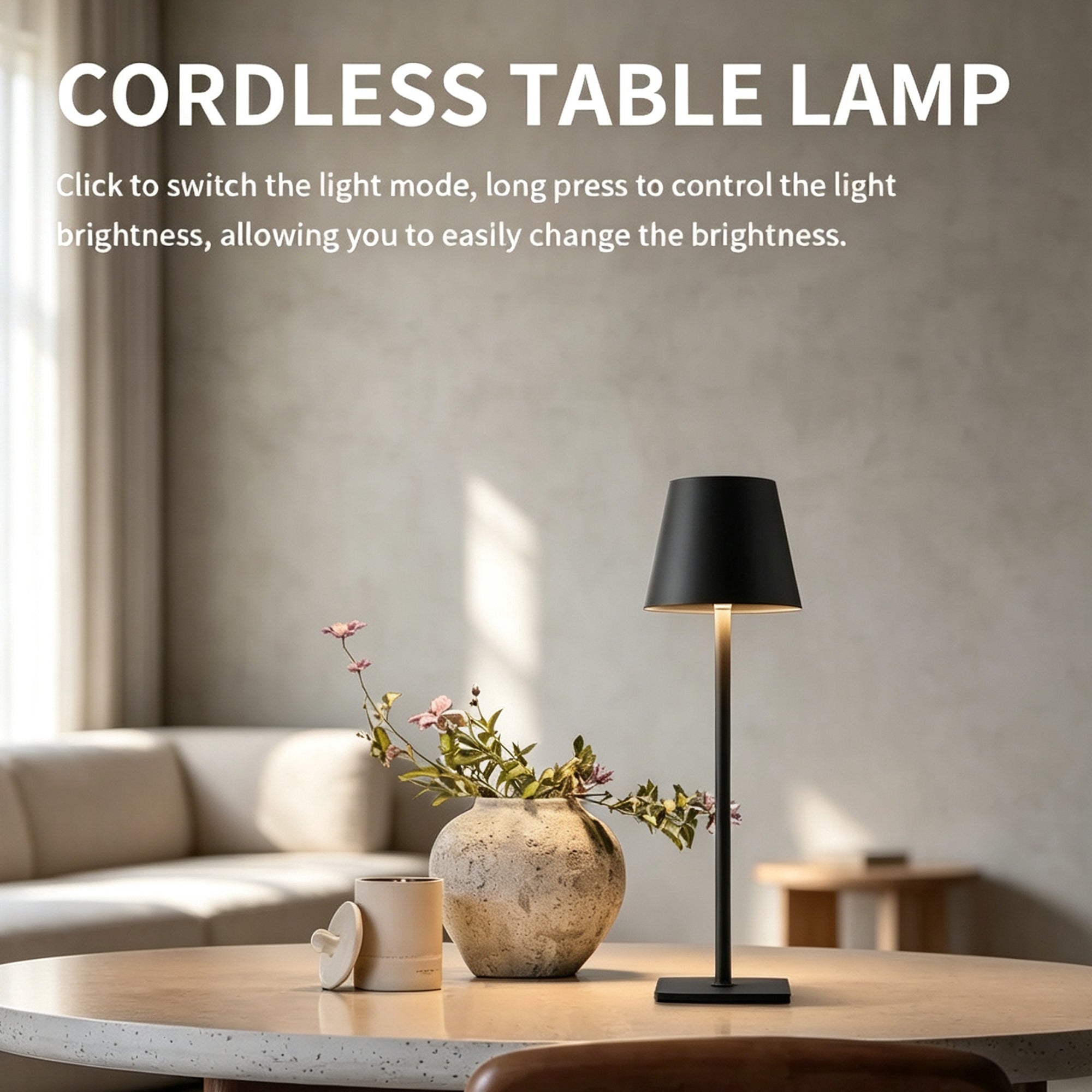 Minimalist Slim Metal Desk Lamp - Rechargeable Cordless LED Light