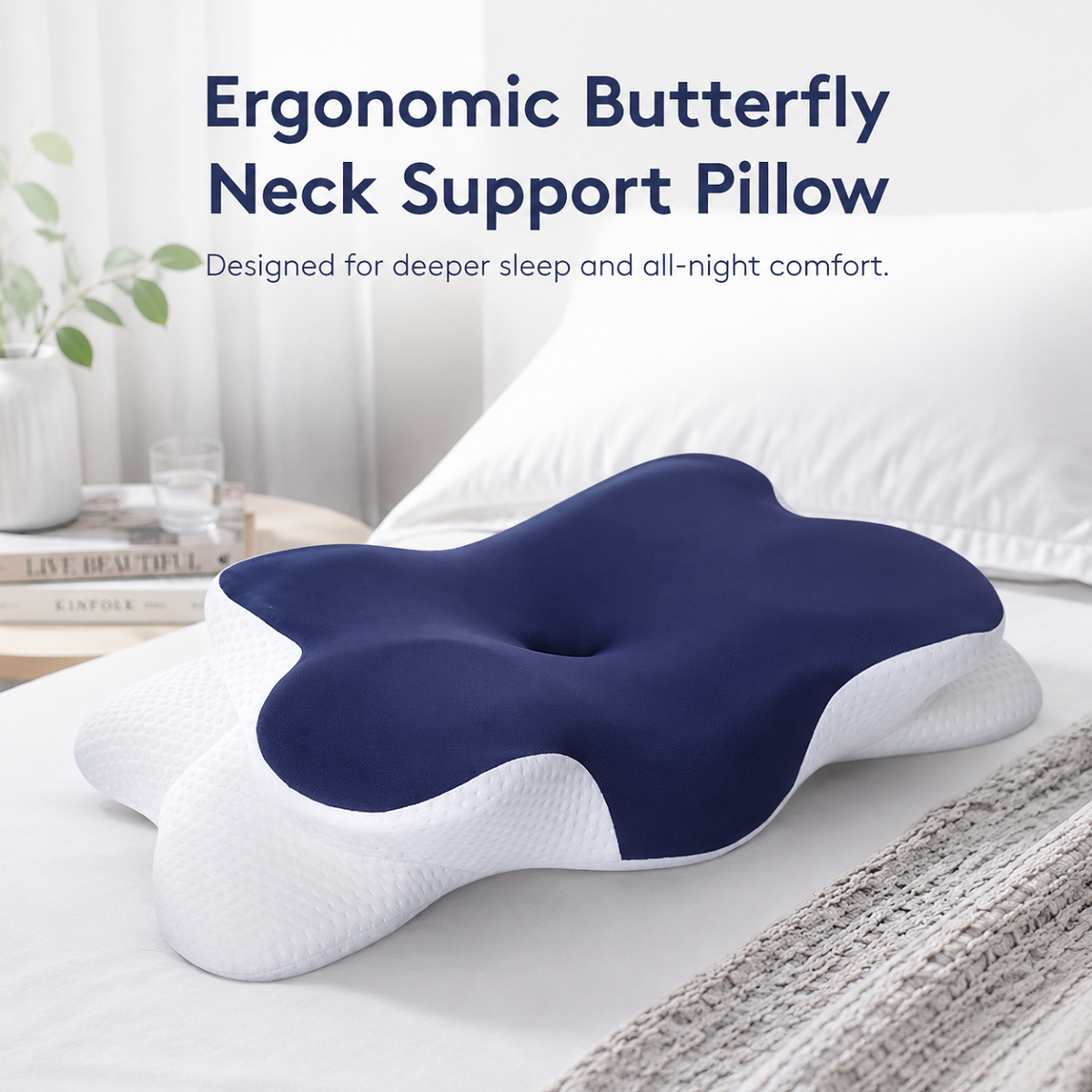 Memory Foam Pillow with Butterfly Design for Deep Sleep