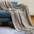 Soft Cable-Knit Throw Blanket with Fringe Tassels