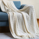 Soft Cable-Knit Throw Blanket with Fringe Tassels