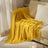 Textured Diamond Knitted Throw Blanket with Fringe Tassels