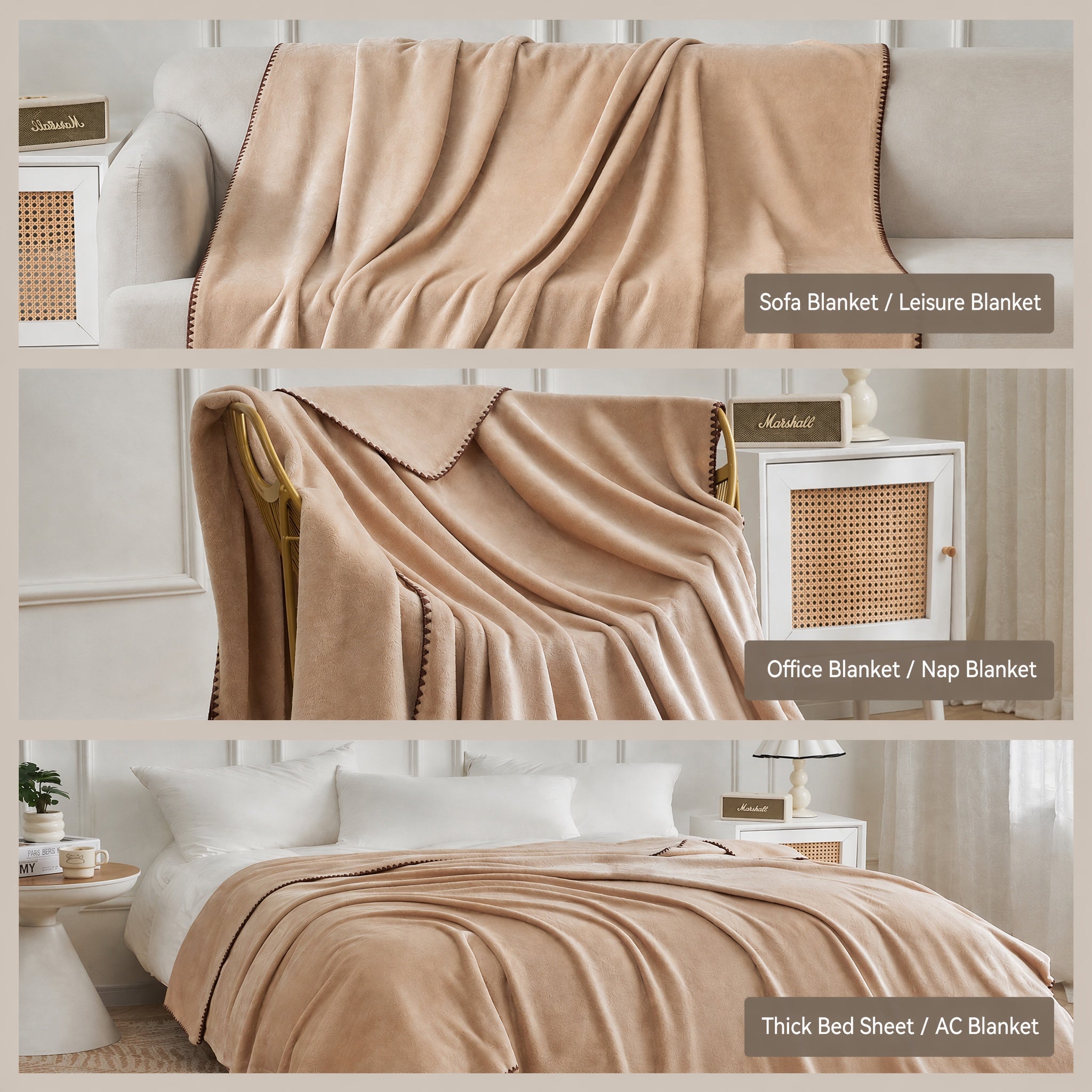 Soft Flannel Throw Blanket for Sofa & Bed Comfort