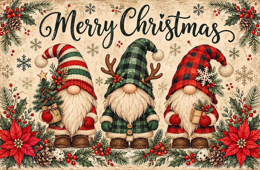 Christmas Gnome Santa Non‑Slip Washable Area Rug