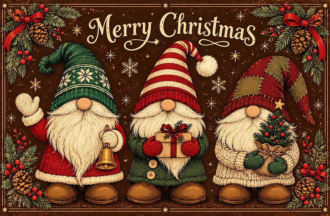 Christmas Gnome Santa Non‑Slip Washable Area Rug