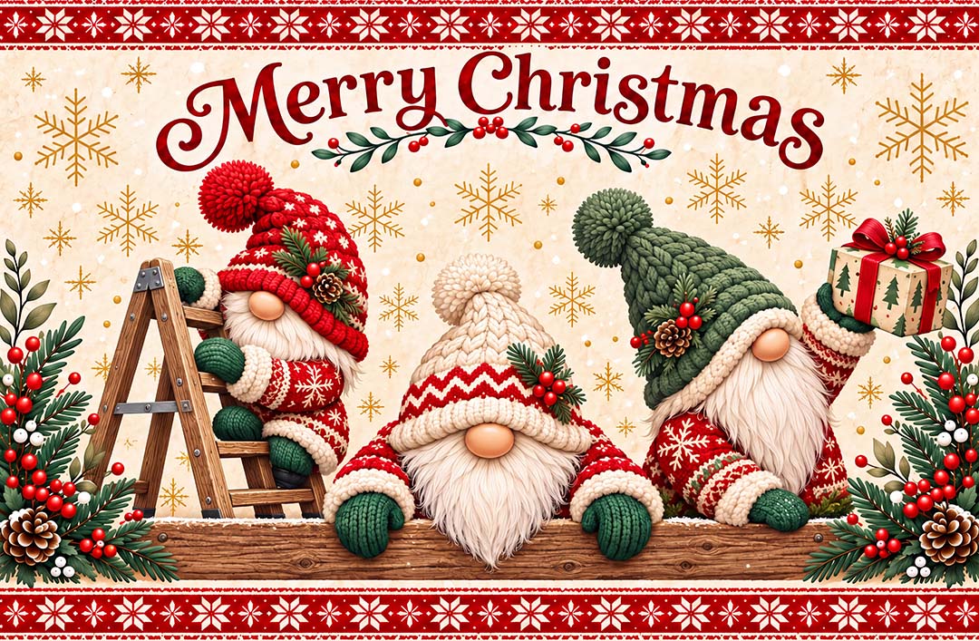 Christmas Gnome Santa Non‑Slip Washable Area Rug