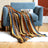 Boho Chevron Knitted Throw Blanket with Fringe Tassels