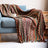 Boho Chevron Knitted Throw Blanket with Fringe Tassels