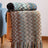 Boho Chevron Knitted Throw Blanket with Fringe Tassels