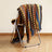 Boho Chevron Knitted Throw Blanket with Fringe Tassels