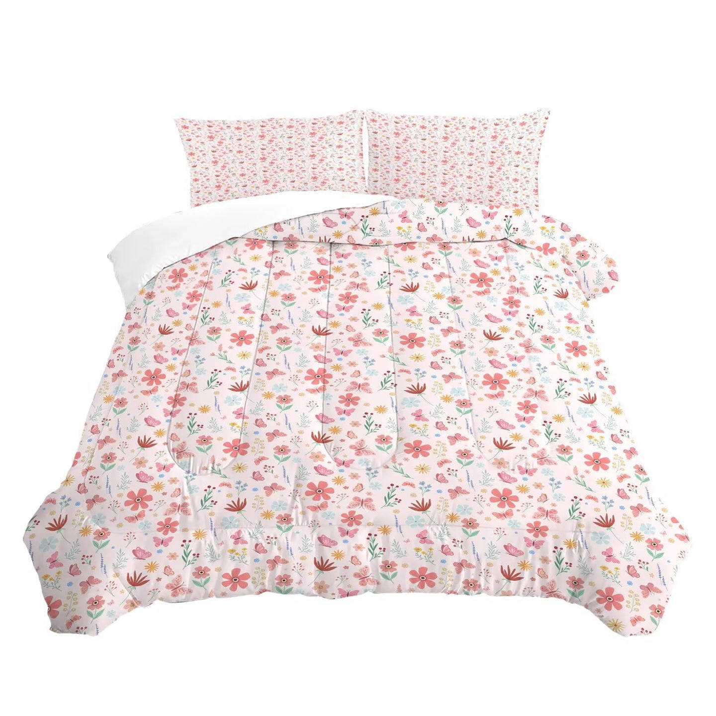 Liveonus 3 Pieces Cute Vintage Floral Soft Lightweight Comforter Set