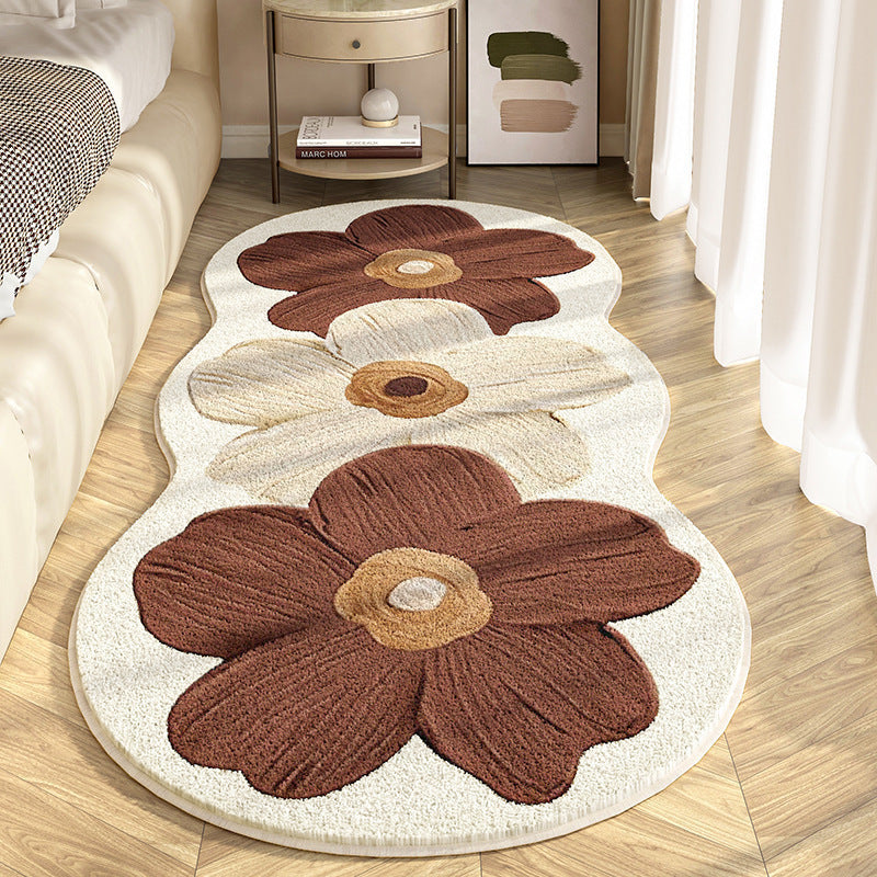 Liveonus Irregular 3D Flower Runner Rug Soft Bedroom Floral Carpet