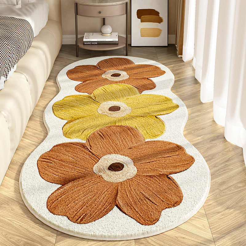 Liveonus Irregular 3D Flower Runner Rug Soft Bedroom Floral Carpet