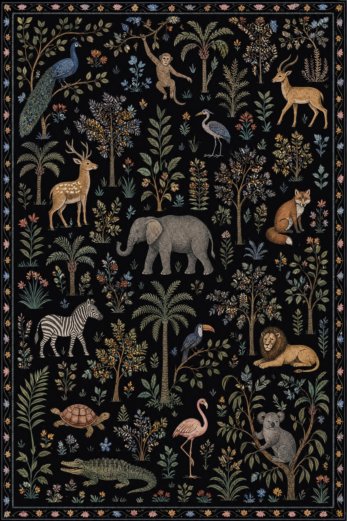 Vintage Animal Non Slip Washable Area Rug
