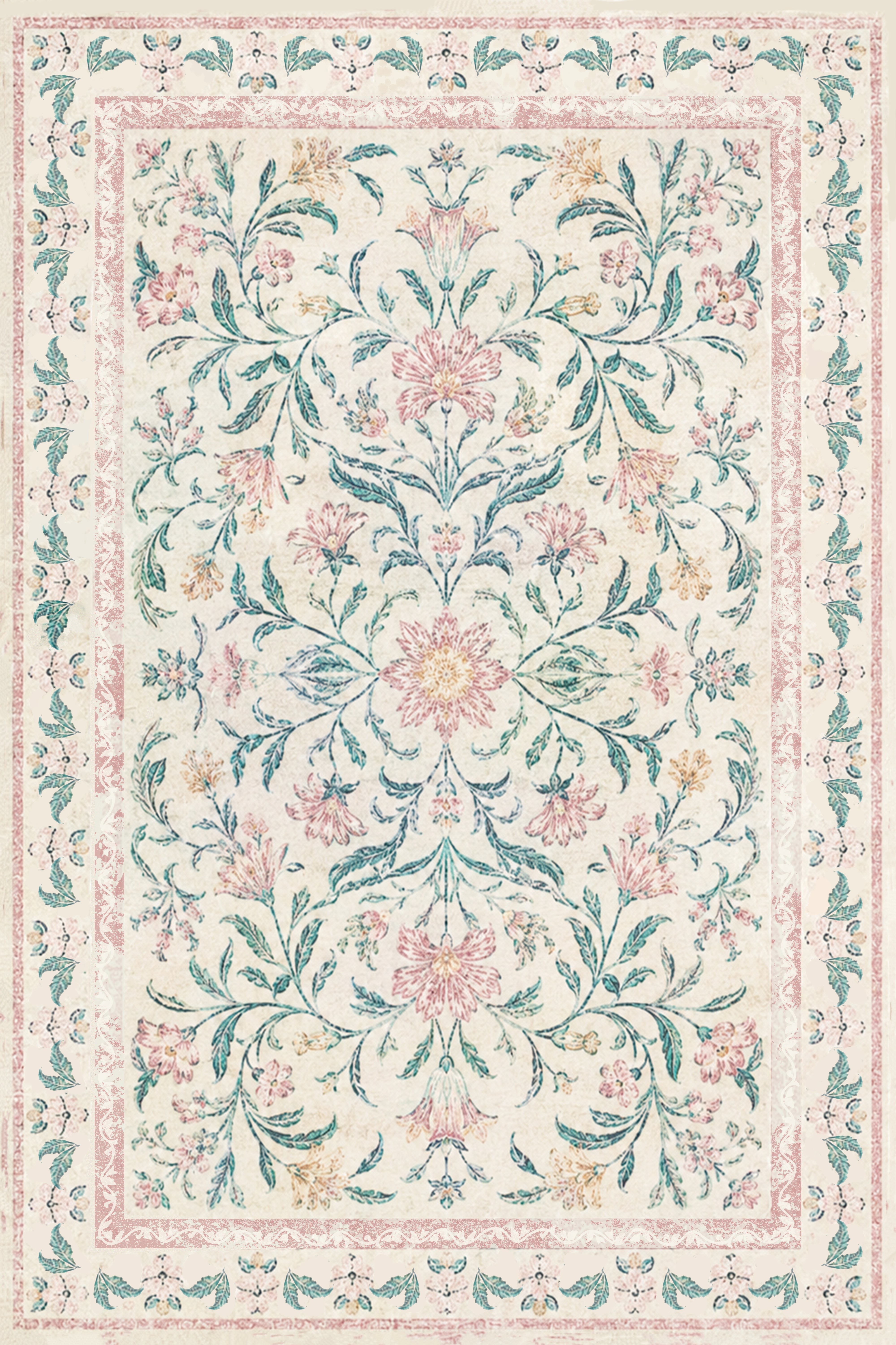 Liveonus Machine Washable French Country Vintage Floral Area Rug