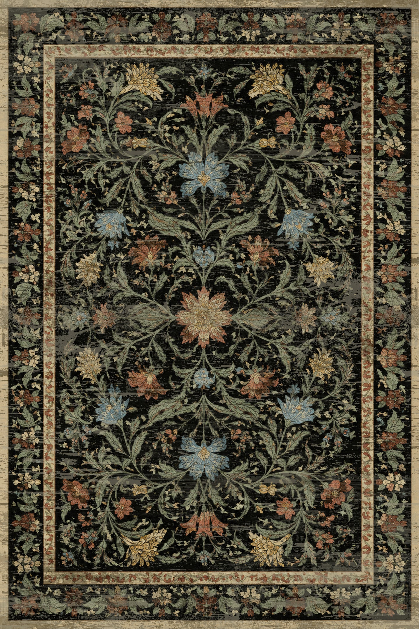 Liveonus Machine Washable French Country Vintage Floral Area Rug