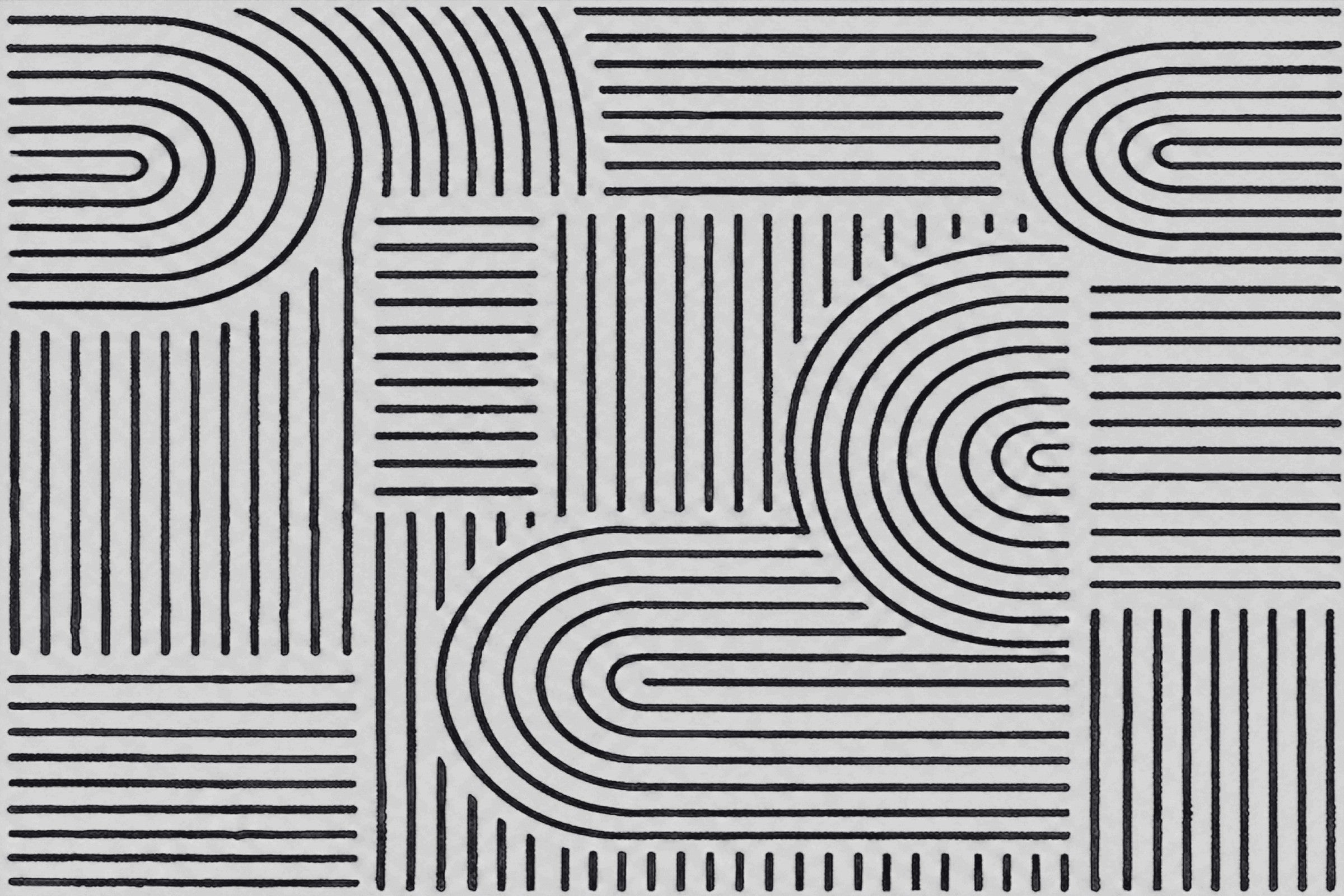 Liveonus Mid‑Century Modern Abstract Geometric Line Area Rug