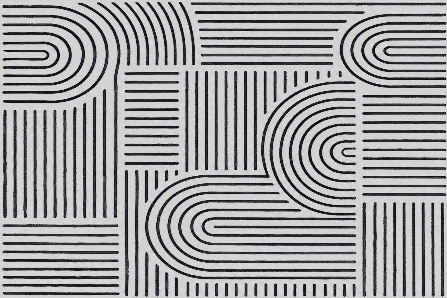 Liveonus Mid‑Century Modern Abstract Geometric Line Area Rug