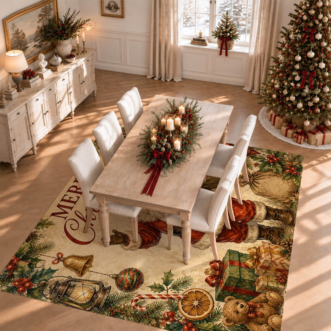 Vintage Christmas Non‑Slip Washable Area Rug