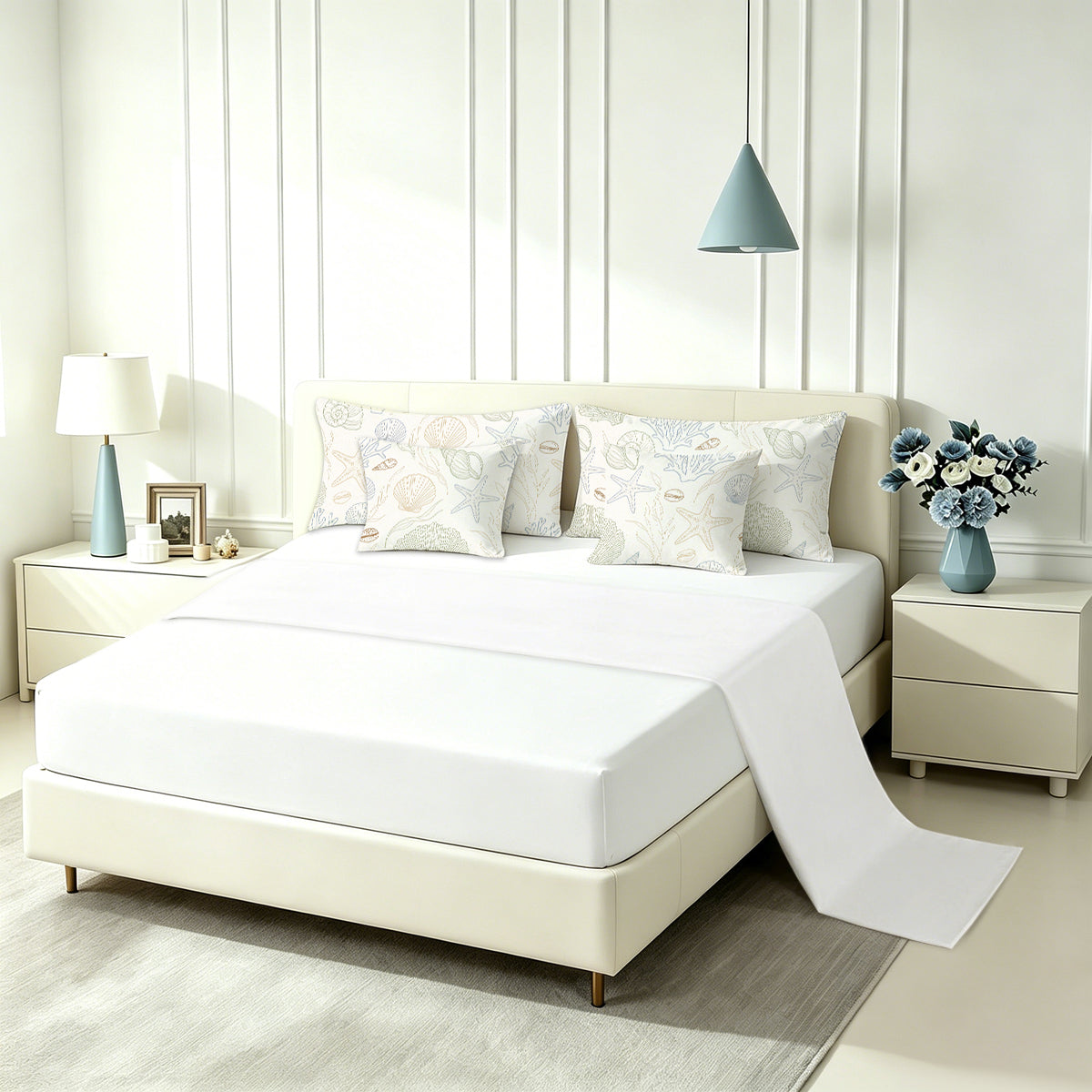 Liveonus 7pc Coastal Seashell Ocean Comforter Set All Season Bedding