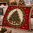 Vintage Red Christmas Tree Wreath Throw Blanket