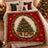 Vintage Red Christmas Tree Wreath Throw Blanket