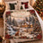 Vintage Christmas Cabin Winter Forest Throw Blanket