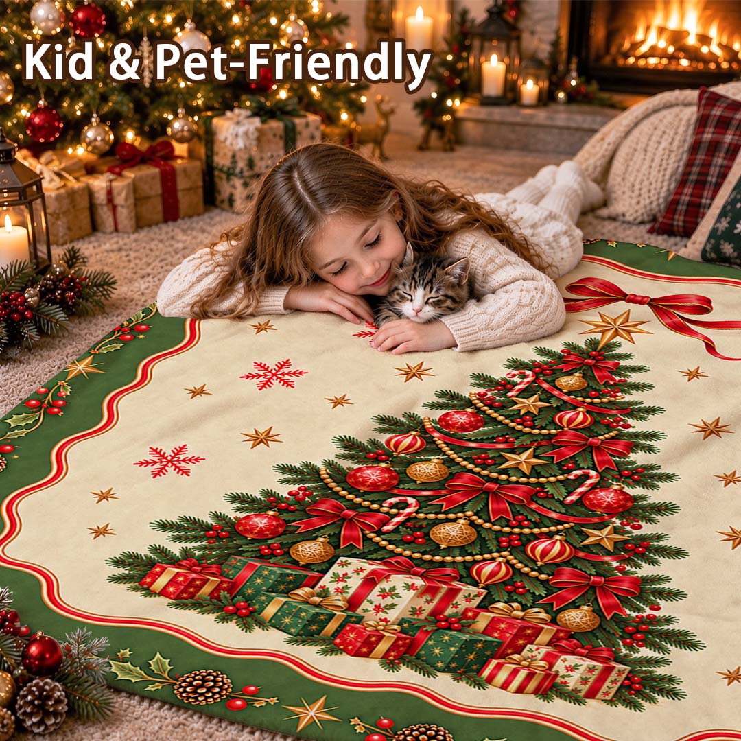 Vintage Christmas Tree Gift Box Throw Blanket