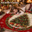 Vintage Red Christmas Tree Wreath Throw Blanket