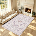 Liveonus Vintage Butterfly Insect Botanical Washable Area Rug