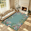 Liveonus Vintage Wildflower Floral Border Non‑Slip Area Rug