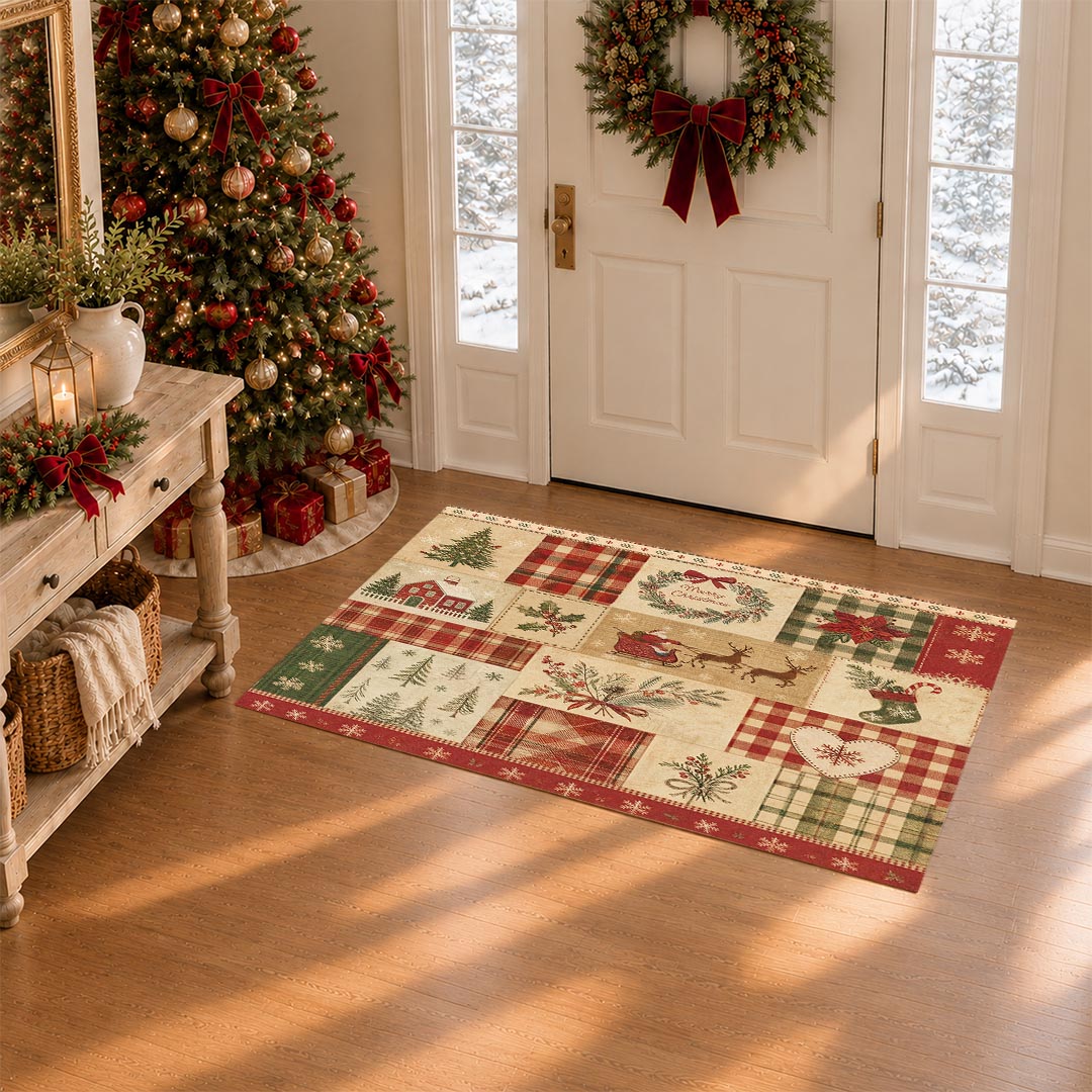 Vintage Christmas Non‑Slip Washable Area Rug