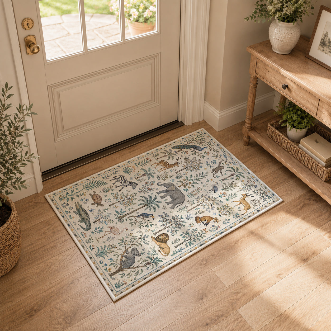 Vintage Animal Non Slip Washable Area Rug