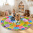 Round Colorful Alphabet Number Kids Area Rug – Game board pattern with vehicle illustrations