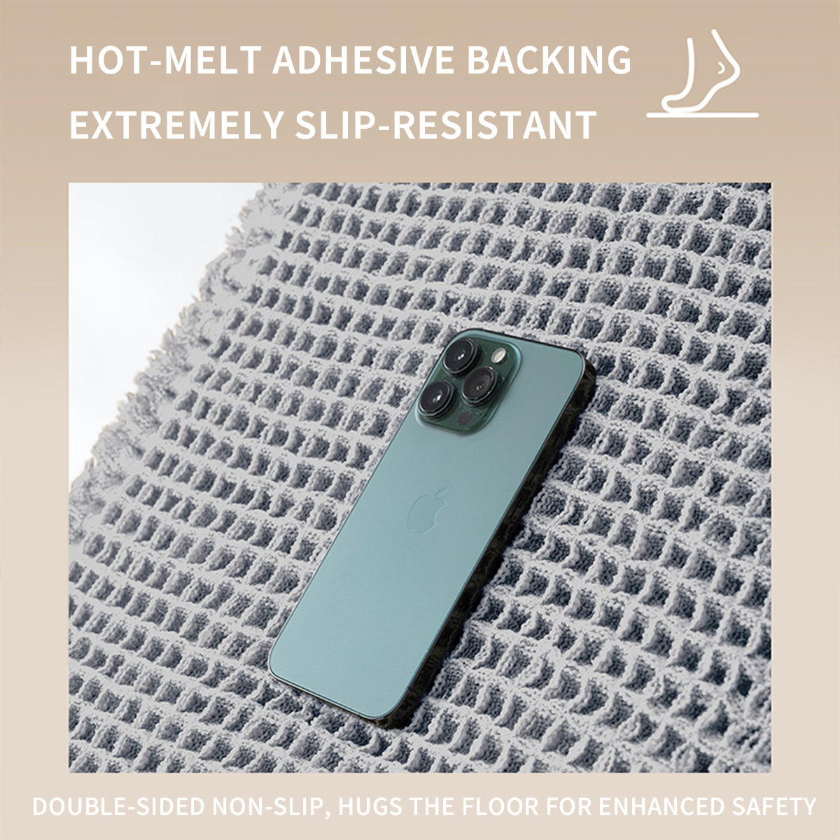 Liveonus Upgraded Waffle Weave Absorbent Non Slip Bath Mat