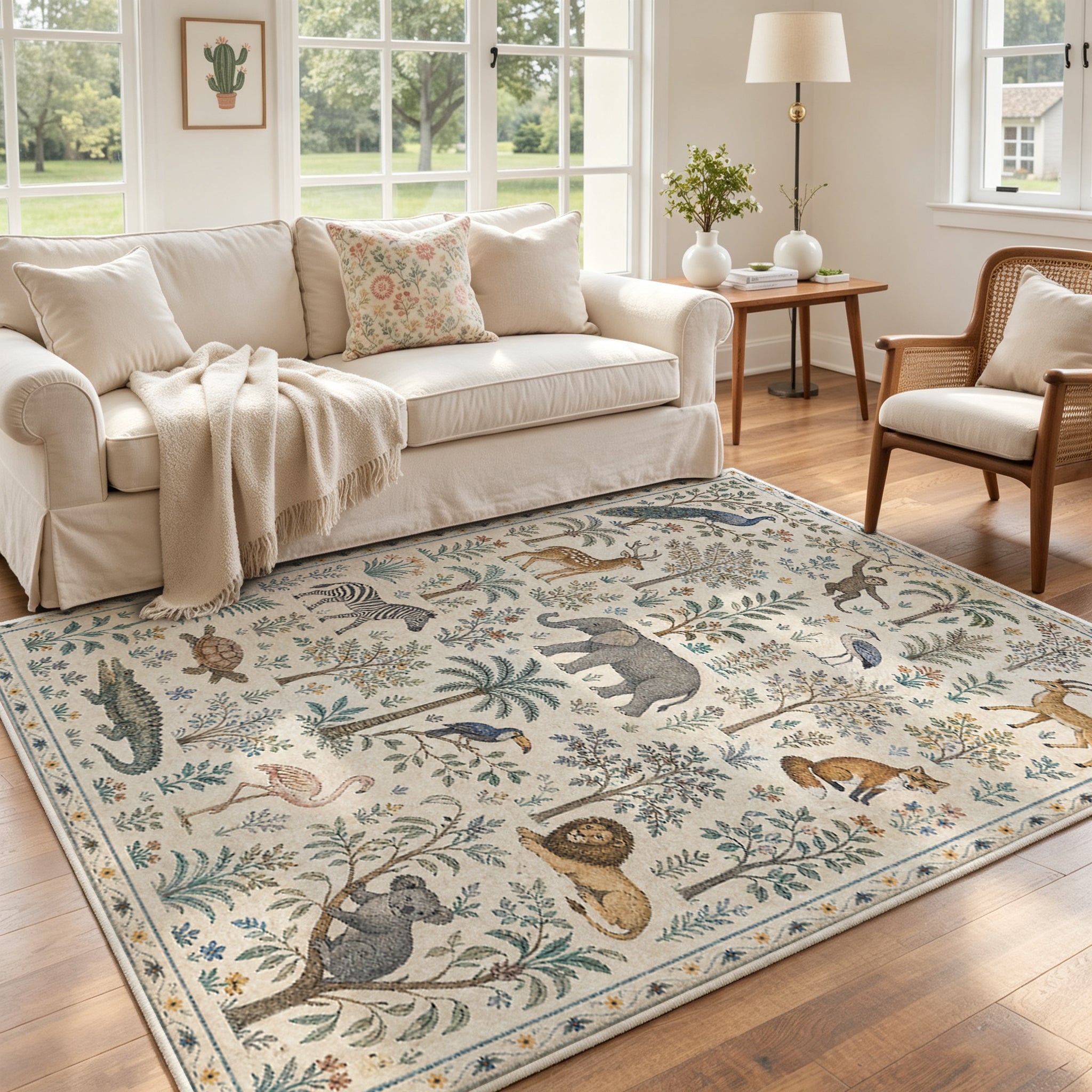 Vintage Animal Non Slip Washable Area Rug