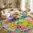 Round Colorful Alphabet Number Kids Area Rug