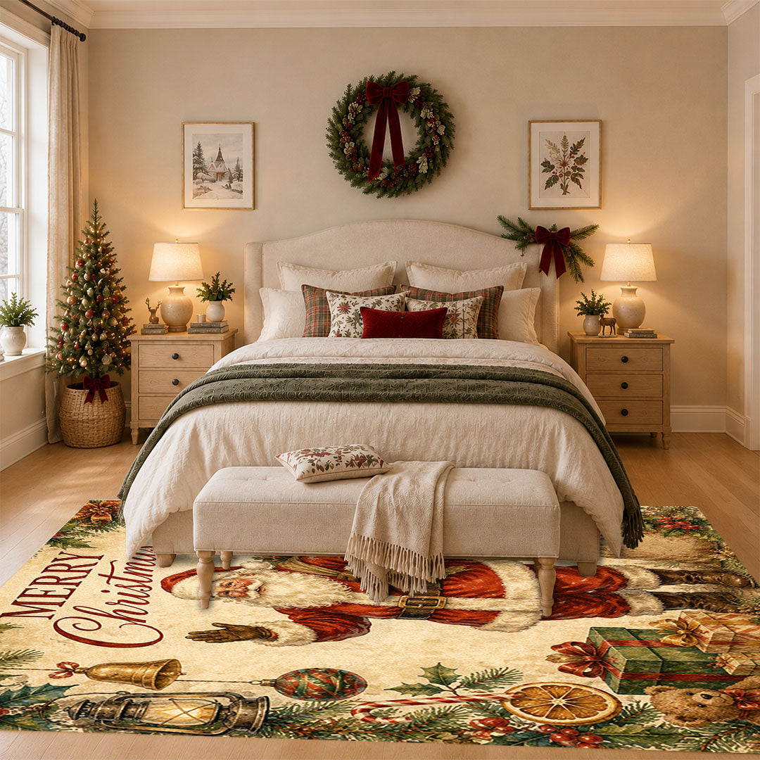 Vintage Christmas Non‑Slip Washable Area Rug