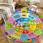 Round Colorful Alphabet Number Kids Area Rug