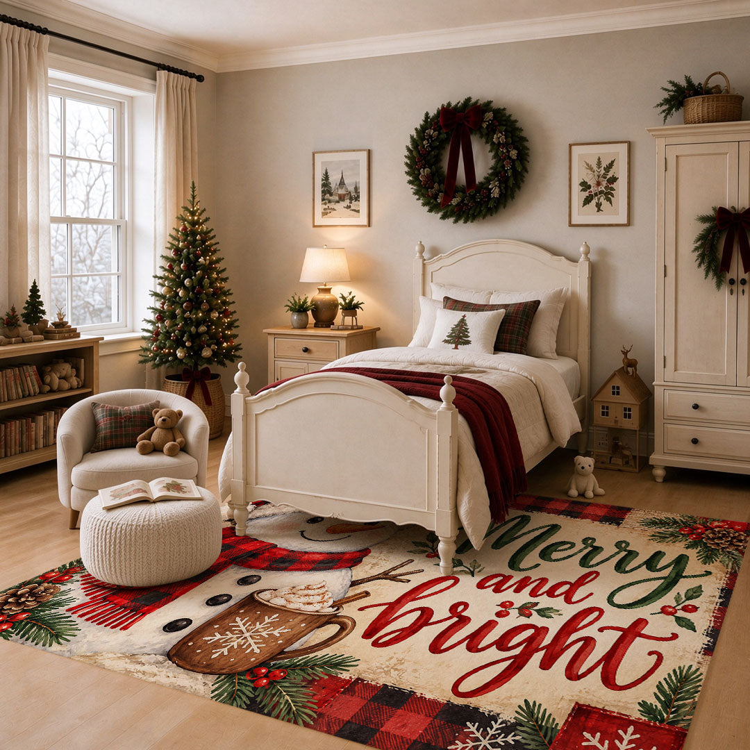 Snowman Christmas Non‑Slip Washable Area Rug