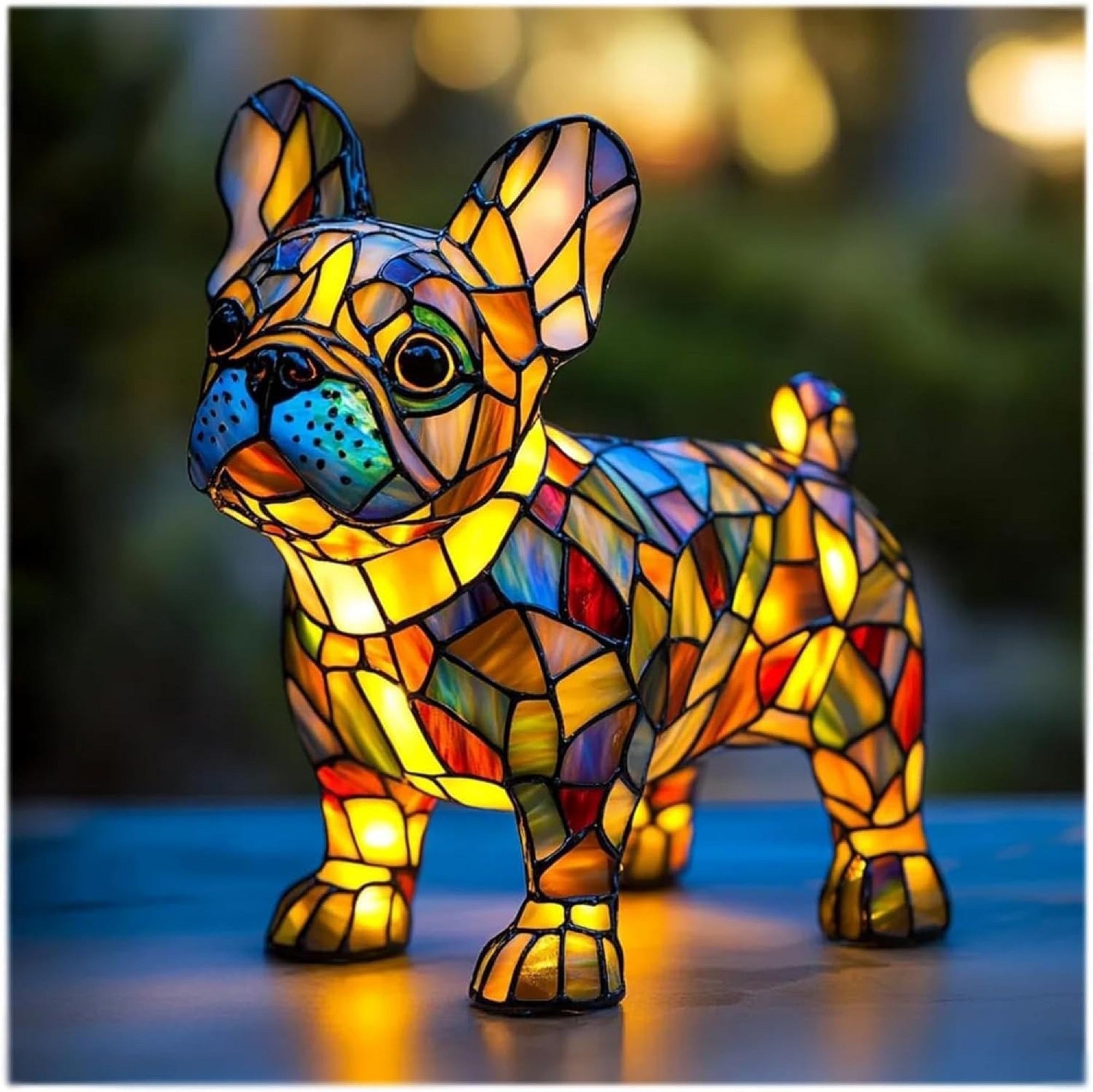 Stained-Glass Aesthetic Resin Dog Desk Lamp