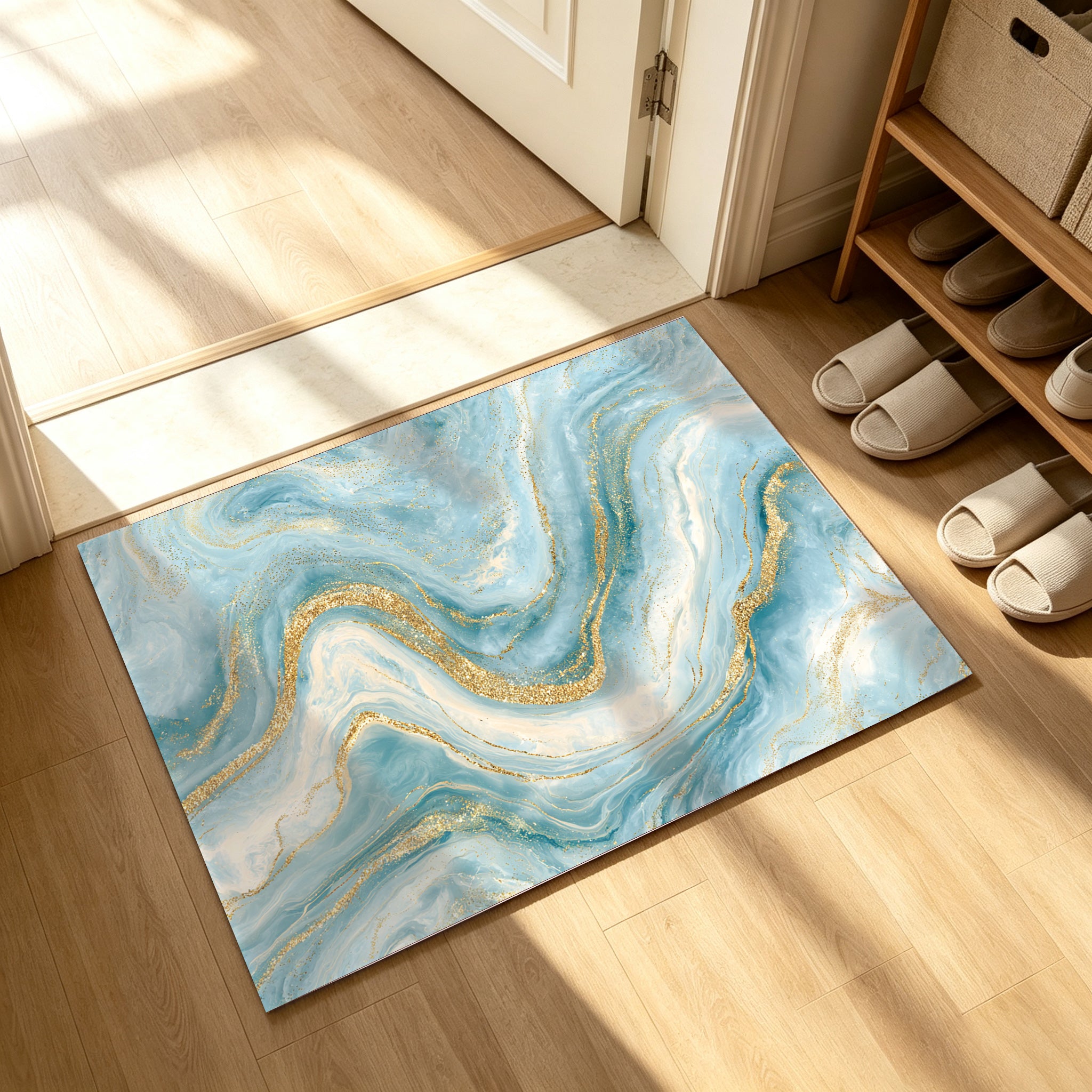 Liveonus Marble Swirl Abstract Gold Vein Non‑Slip Area Rug