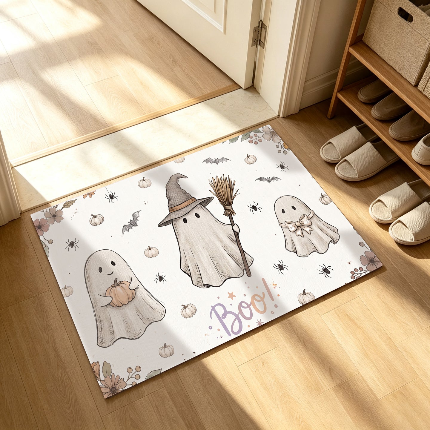 Liveonus Halloween Ghost Pumpkin Non‑Slip Area Rug