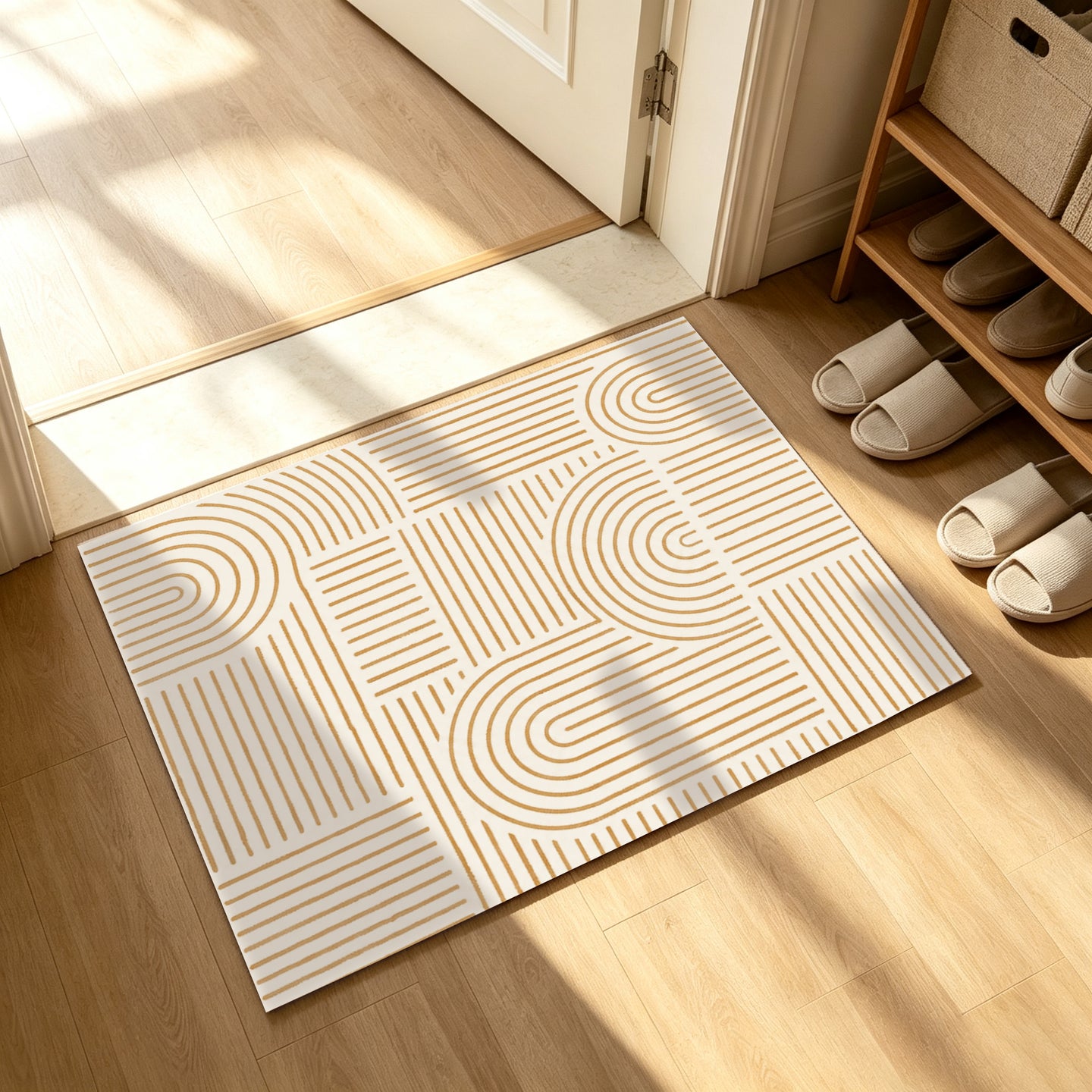 Liveonus Mid‑Century Modern Abstract Geometric Line Area Rug