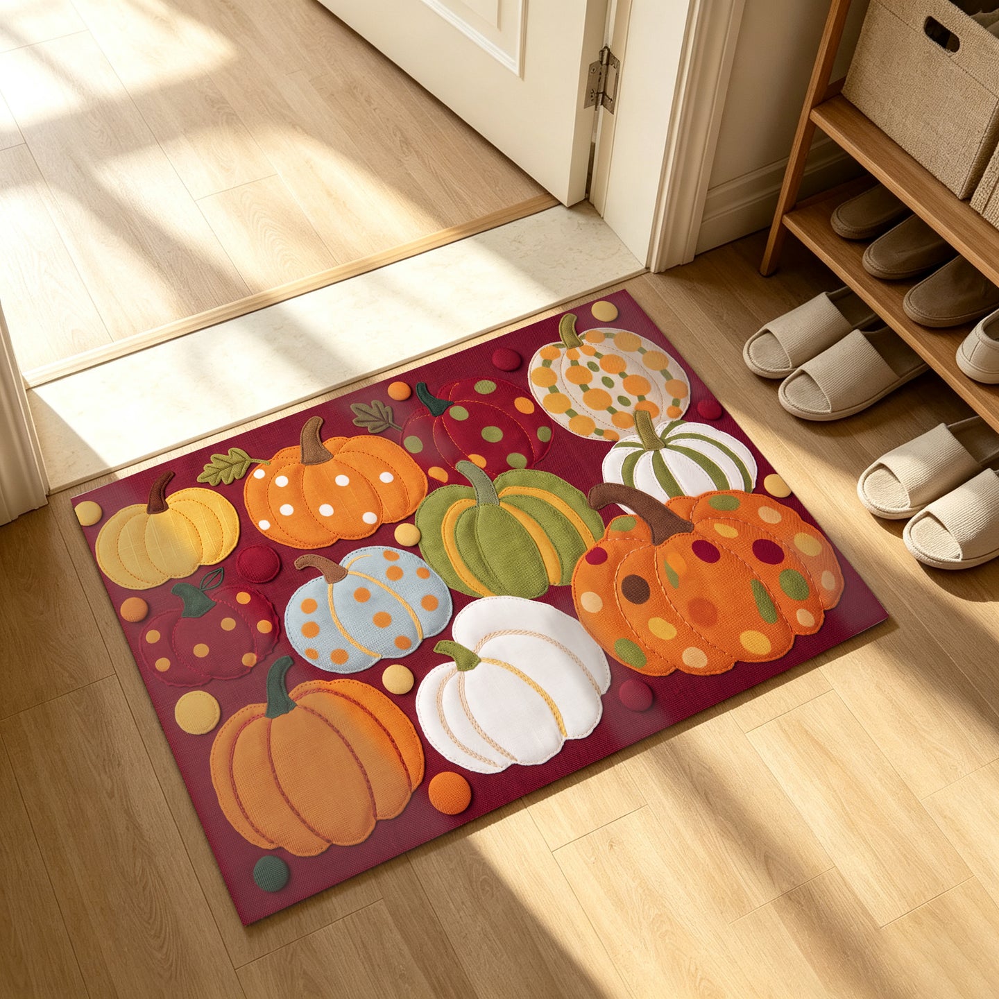 Liveonus Fall Pumpkin Harvest Non‑Slip Area Rug for Thanksgiving Home Decor